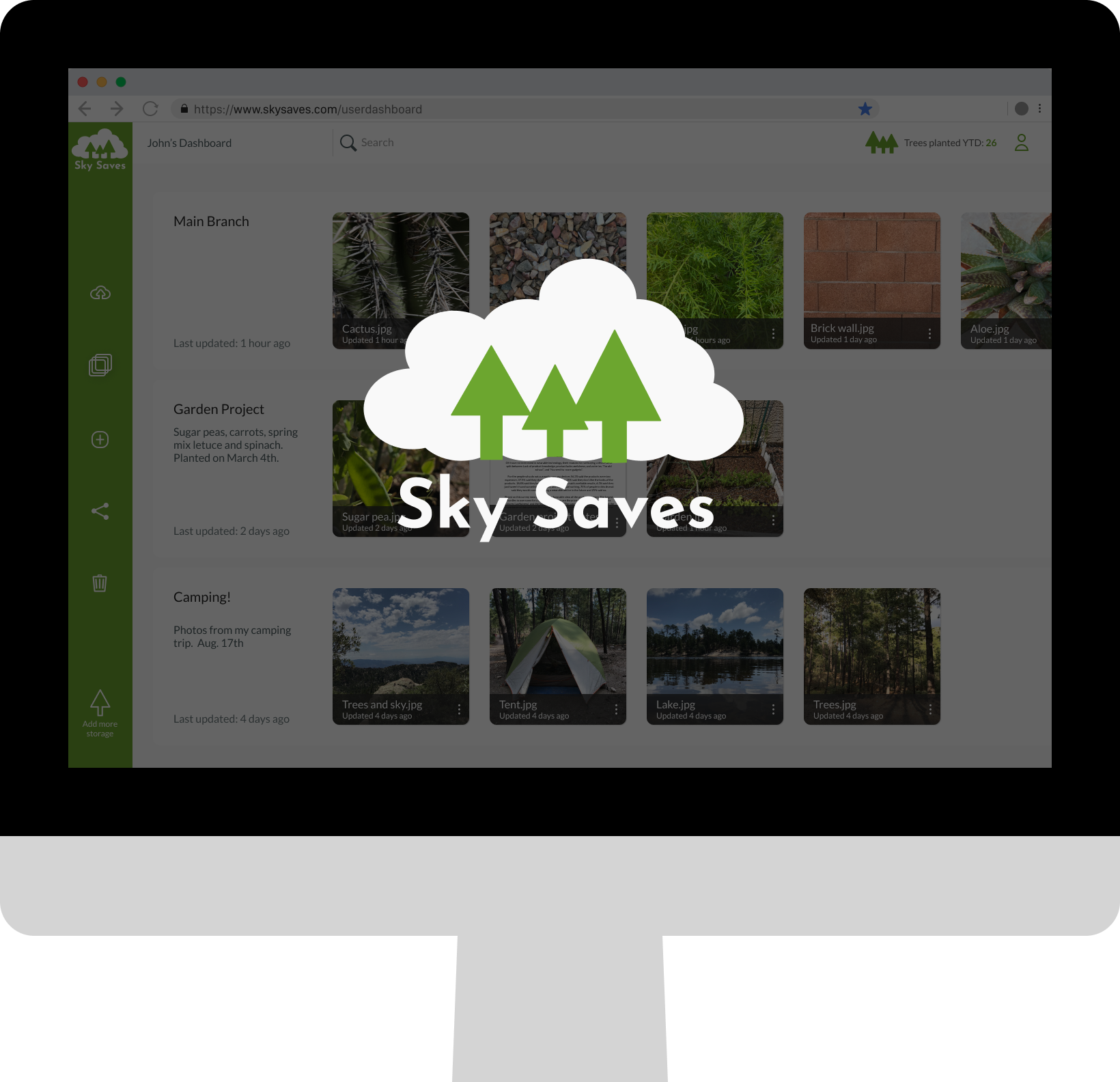 Sky Saves user dashboard screen